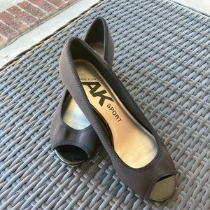 Cute black AK sport open toe wedges